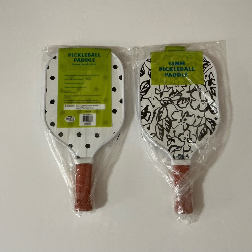 Sakar Double Sided 13 MM Pickleball Paddle Set with Black and White Design